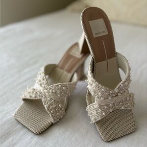 Dolce Vita Women's Beige Pearl Mule Heels